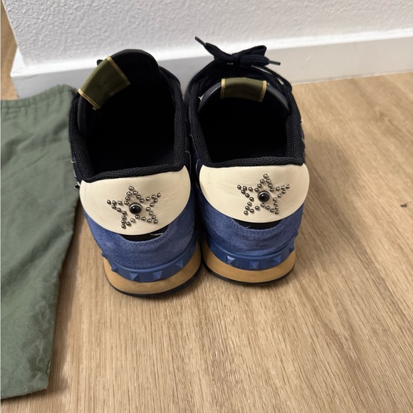 Valentino Garavani Black and Blue Star Sneakers - Picture 4 of 5